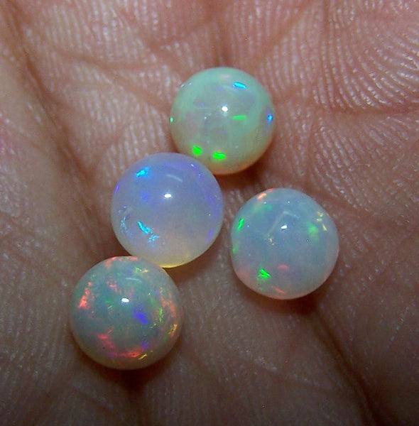 Masterpiece Ultra Rare Insane Multi Rainbow Fire Color Play Ethiopian Welo Opal Smooth 6.5 to 6.8 MM Round Sphere Balls, (4 Pcs) AAA Wholesale Lot / Parcel