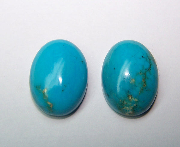 Masterpiece Collection : 100 % Real & Natural "sleeping Beauty" Turquoise Smooth 19 X 14 Mm Calibrated Oval Cabochons - Pair > For Earrings