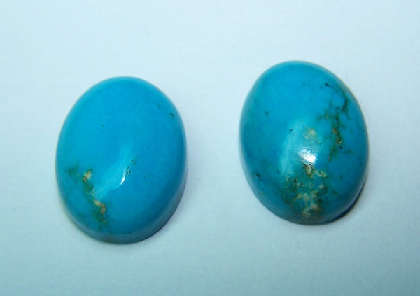 Masterpiece Collection : 100 % Real & Natural "sleeping Beauty" Turquoise Smooth 19 X 14 Mm Calibrated Oval Cabochons - Pair > For Earrings