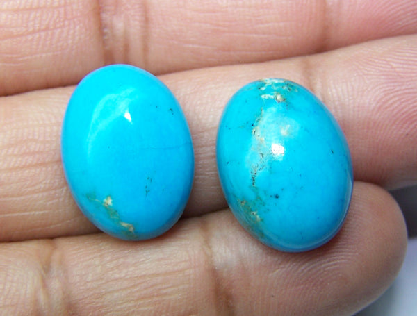 Masterpiece Collection : 100 % Real & Natural "sleeping Beauty" Turquoise Smooth 19 X 14 Mm Calibrated Oval Cabochons - Pair > For Earrings