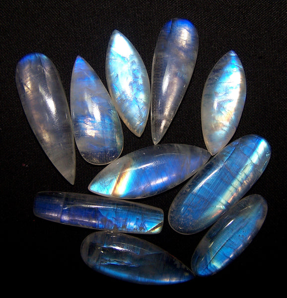 272.50 Cts Good Quality of White Rainbow Moonstone Mix shaped smooth 10 pieces of cabochons Wholesale lot / parcel