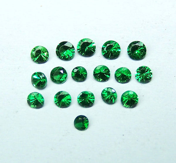 Masterpiece Collection : Amazing Hot Premium Lush Emerald Green 2.2 to 2.8 MM Tsavorite Round Diamond Cut Gems, 100 % Natural Loose (17 pcs) Gemstone Wholesale Sample Lot/Parcel