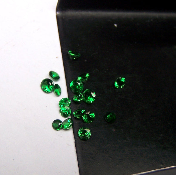 Masterpiece Collection : Amazing Hot Premium Lush Emerald Green 2.2 to 2.8 MM Tsavorite Round Diamond Cut Gems, 100 % Natural Loose (17 pcs) Gemstone Wholesale Sample Lot/Parcel