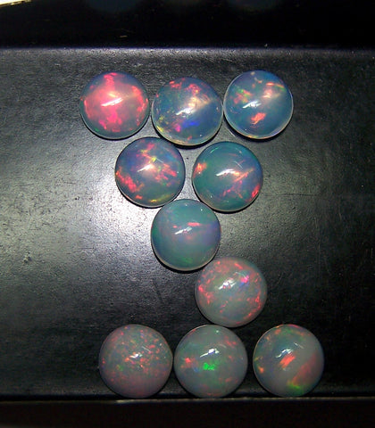 Masterpiece Collection : 8 MM Calibrated Insane Metallic Rainbow Fire Color Play Ethiopian Welo Opal Dome Cabochons 10 Piece Loose Gemstone Lot/Parcel > AAA