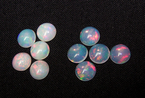 Masterpiece Collection : 8 MM Calibrated Insane Metallic Rainbow Fire Color Play Ethiopian Welo Opal Dome Cabochons 10 Piece Loose Gemstone Lot/Parcel > AAA