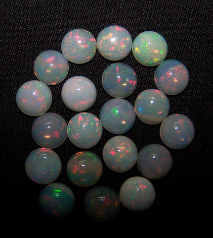 Masterpiece Collection : 8 MM Calibrated Insane Metallic Rainbow Fire Color Play Ethiopian Welo Opal Dome Cabochons 20 Pieces Loose Gemstone Lot/Parcel > AAA