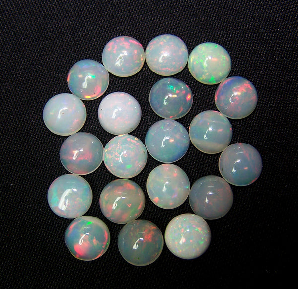Masterpiece Collection : 8 MM Calibrated Insane Metallic Rainbow Fire Color Play Ethiopian Welo Opal Dome Cabochons 20 Pieces Loose Gemstone Lot/Parcel > AAA