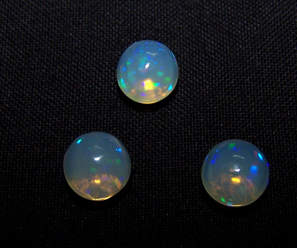 Masterpiece Ultra Rare Insane Electric Blue Rainbow Fire Color Play Clear/Transparent Ethiopian Welo Opal Smooth 9 MM Round Sphere Balls (3 Pcs) AAA