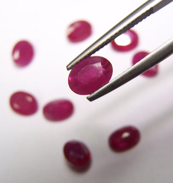 Masterpiece Collection : 6 x 8 MM Size Natural Deep Red Ruby Faceted Loose Oval & Pear Cut Gems Lot/Parcel, Wholesale Sample AAA