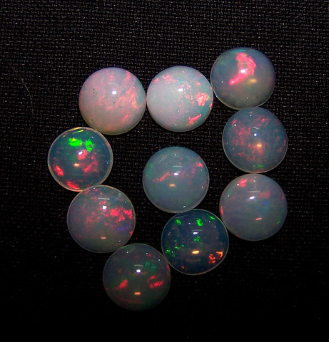 Masterpiece Collection : 8 MM Calibrated Insane Metallic Rainbow Fire Color Play Ethiopian Welo Opal Dome Cabochons 10 Piece Loose Gemstone Lot/Parcel > AAA