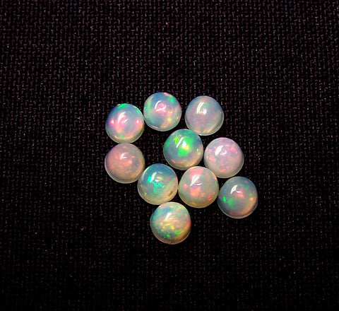Masterpiece Collection : 5 MM Calibrated Insane Metallic Rainbow Fire Color Play Ethiopian Welo Opal Dome Cabochons (20 Pieces) Loose Gemstone Lot/Parcel > AAA