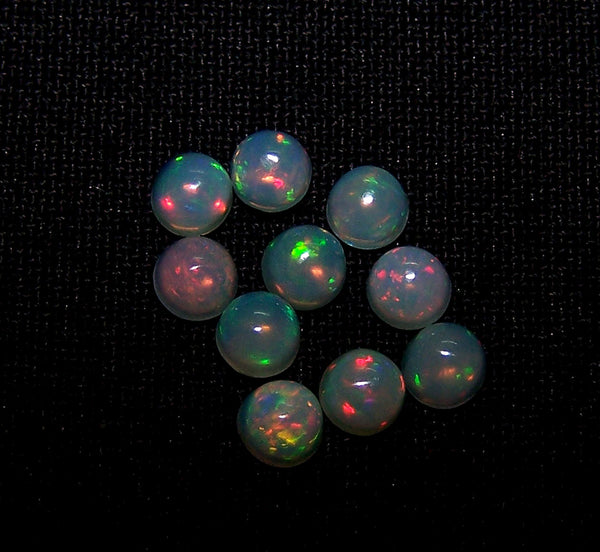Masterpiece Collection : 6 MM Calibrated Insane Metallic Rainbow Fire Color Play Ethiopian Welo Opal Dome Cabochons (20 Pieces) Loose Gemstone Lot/Parcel > AAA