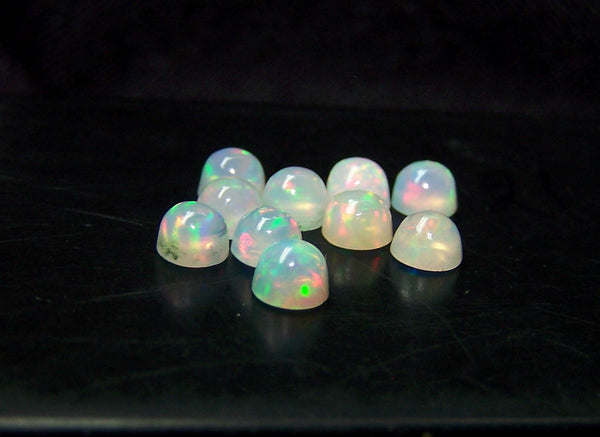 Masterpiece Collection : 6 MM Calibrated Insane Metallic Rainbow Fire Color Play Ethiopian Welo Opal Dome Cabochons (20 Pieces) Loose Gemstone Lot/Parcel > AAA