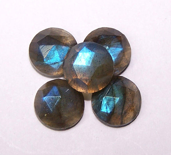 Masterpiece Collection : 8 mm Round Natural Rainbow Flashy Labradorite Rose Cut Round Faceted Cabochon Gems > Wholesale Parcel/Lot