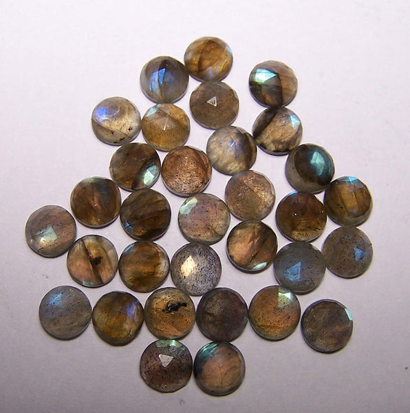 Masterpiece Collection : Amazing Multi Rainbow Fire Color Play Labradorite 6 mm Calibrated Rose Cut Round Cabochons, 100 % Natural Loose Gemstone