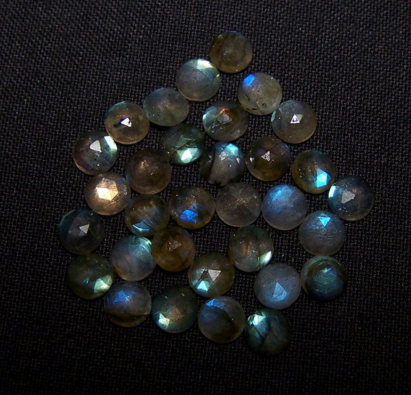 Masterpiece Collection : Amazing Multi Rainbow Fire Color Play Labradorite 6 mm Calibrated Rose Cut Round Cabochons, 100 % Natural Loose Gemstone