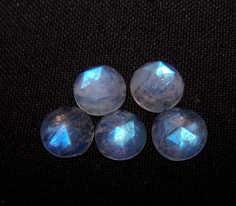Masterpiece Collection : 8 mm Round Natural Rainbow Flashy White Transparent Moonstone Rose Cut Round Faceted Cabochon Gems > Wholesale Parcel/Lot