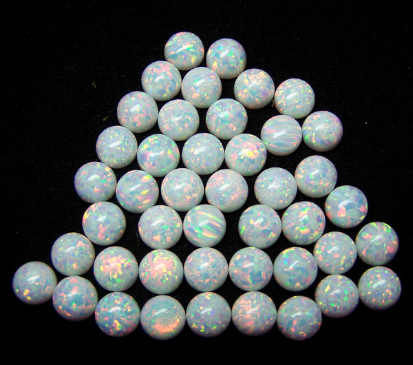 Masterpiece Collection : 8 MM Calibrated Insane Metallic Rainbow Fire Color Play Lab Created / Synthetic Ethiopian Welo Opal High Dome Cabochons Loose Wholesale Gemstone Lot/Parcel > AAA