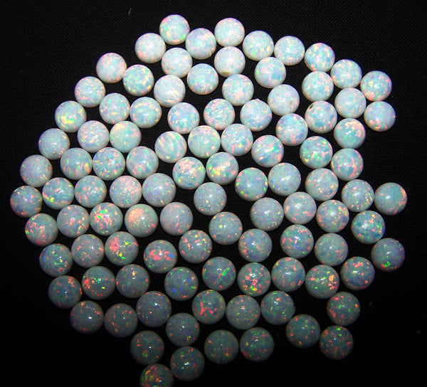 Masterpiece Collection : 8 MM Calibrated Insane Metallic Rainbow Fire Color Play Lab Created / Synthetic Ethiopian Welo Opal High Dome Cabochons Loose Wholesale Gemstone Lot/Parcel > AAA