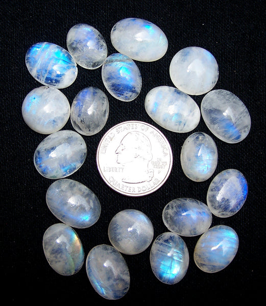 White Rainbow Moonstone Mix shaped smooth cabochons Wholesale Sample lot / parcel, 19 Pieces AAA