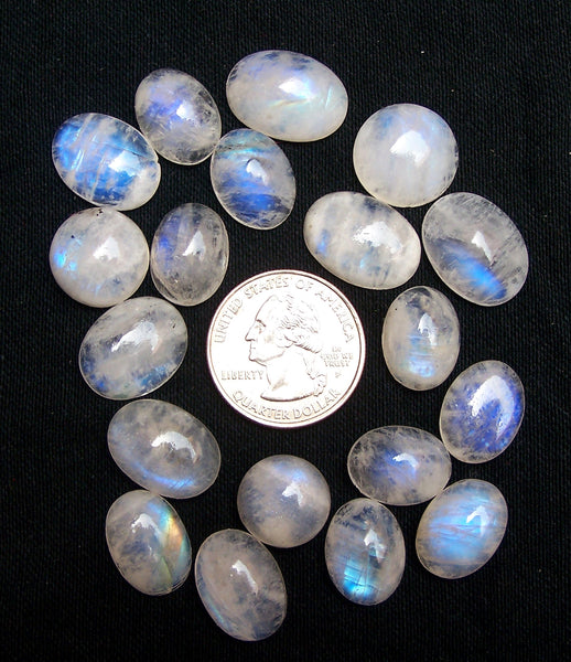 White Rainbow Moonstone Mix shaped smooth cabochons Wholesale Sample lot / parcel, 19 Pieces AAA