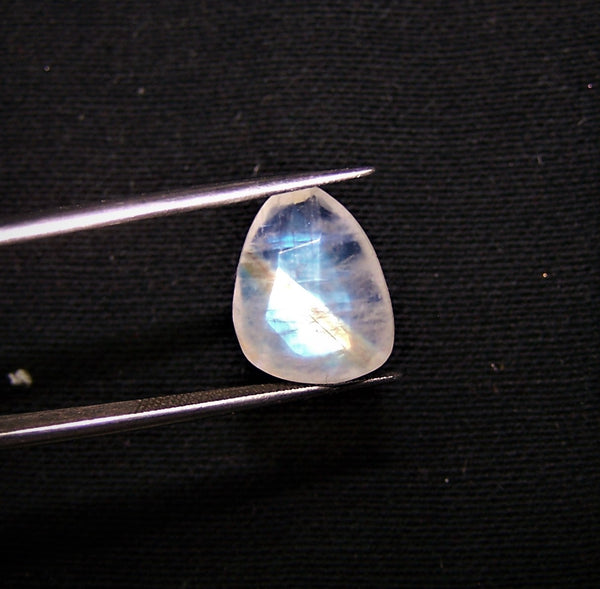 Multi Rainbow Fire Moonstone, Rose Cut Faceted, Hand Crafted Silver Bezel Ring AAA