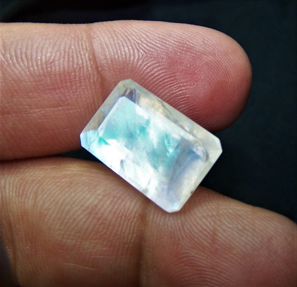 Masterpiece Collection : Large 12 x 18 mm Rainbow Moonstone Faceted Emerald Cut Octagon Gem/Multi Rainbow Flashy 100 % Natural AAA