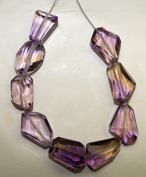 Unique 77.60 Cts Natural Ametrine (Amethyst & Citrine Bio) Faceted Tumble/Nugget Beads - Mini-String