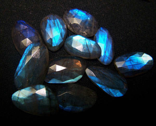 72.30 cts Blue Flashy Labradorite 11 pieces Rose Cut Faceted Slice Gems, Wholesale Parcel/Lot of Free Form Loose Gems,100 % Natural AAA