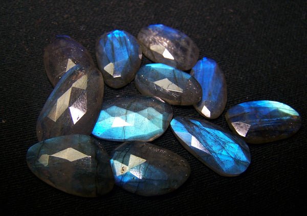 72.30 cts Blue Flashy Labradorite 11 pieces Rose Cut Faceted Slice Gems, Wholesale Parcel/Lot of Free Form Loose Gems,100 % Natural AAA
