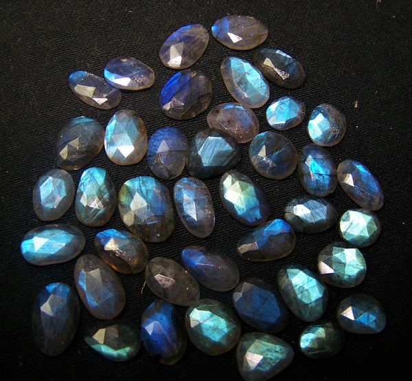 Blue Flashy Labradorite Rose Cut Faceted Slice Cabochon Gems, Wholesale Parcel/Lot, Organic Shape Loose Gems,100 % Natural AAA