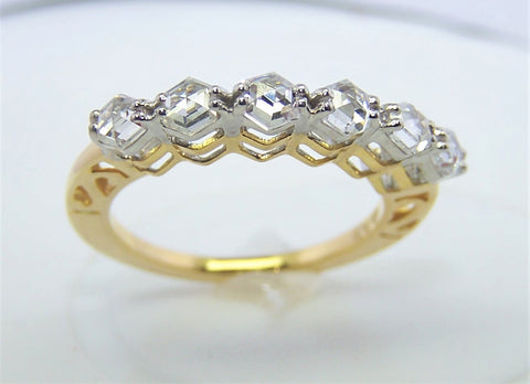 Ultra Unique, Premium F / VS Hexagon Rose Cut Diamond Band/Ring Yellow Gold 18 K > Fine Jewelry