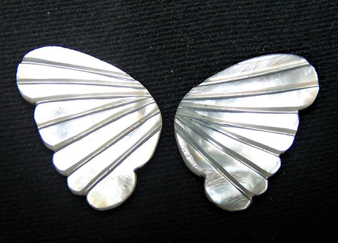 White/Cream MOP (Mother Of Pearl) Fancy Butterfly Wings Shaped Hand Carved Gems, Sample Pieces Loose Gems,100 % Natural AAA