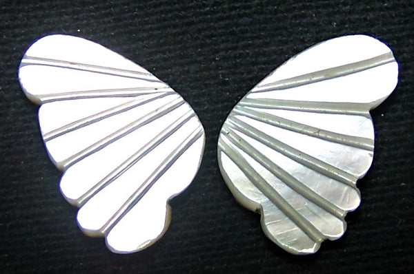 White/Cream MOP (Mother Of Pearl) Fancy Butterfly Wings Shaped Hand Carved Gems, Sample Pieces Loose Gems,100 % Natural AAA