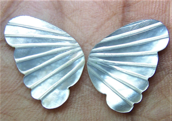 Black/Grey MOP (Mother Of Pearl) Fancy Butterfly Wings Shaped Hand Carved Gems, Sample Pieces Loose Gems,100 % Natural AAA