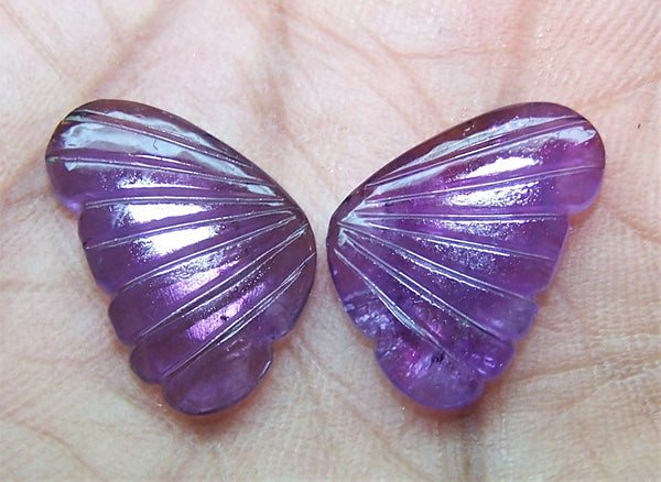 Custom Made - African Amethyst Fancy Butterfly Wings Shaped Hand Carved Gems, Sample Pieces Loose Gems,100 % Natural AAA