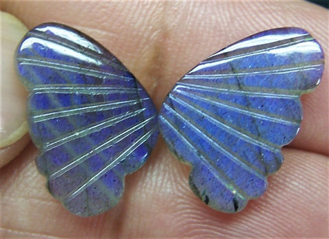 Custom Cut Blue Fire Labradorite (Semi-Translucent) Fancy Butterfly Wings Shaped Hand Carved Gems, Sample Pieces Loose Gems,100 % Natural AAA