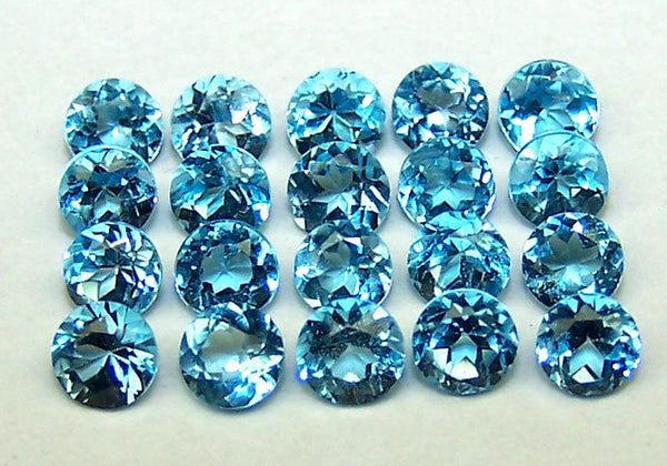 Masterpiece Calibrated 3 mm Round Cut Swiss Blue Topaz 100 % Natural, Loose Gemstone Lot/Parcel