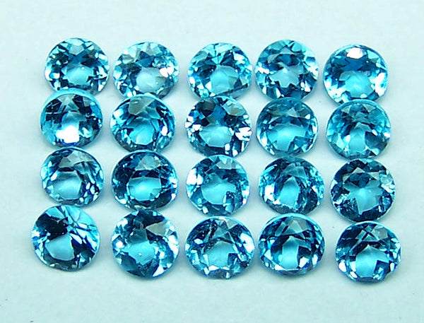 Masterpiece Calibrated 3 mm Round Cut Swiss Blue Topaz 100 % Natural, Loose Gemstone Lot/Parcel