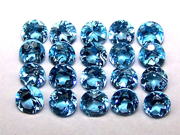 Masterpiece Calibrated 3 mm Round Cut Swiss Blue Topaz 100 % Natural, Loose Gemstone Lot/Parcel