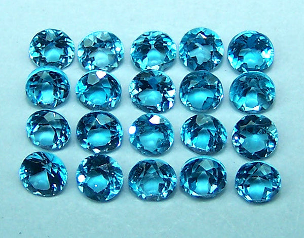 Masterpiece Calibrated 3 mm Round Cut Swiss Blue Topaz 100 % Natural, Loose Gemstone Lot/Parcel