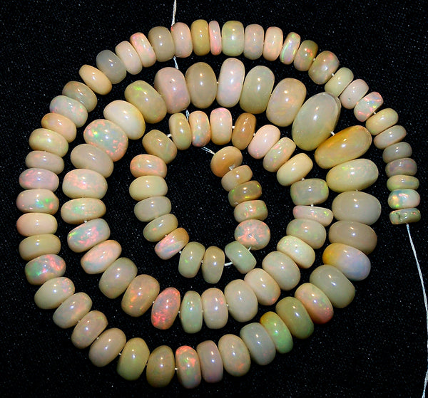 Ultra Rare 125.80 Cts Huge Insane Multi Rainbow Fire Ethiopian Welo Opal Rondelle Beads String 5.7 to 11 MM 16 " Long > AAA For Necklace