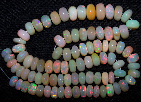 Ultra Rare 163.80 Cts Huge Insane Multi Rainbow Fire Ethiopian Welo Opal Rondelle Beads String 7.5 to 10 MM 17 " Long > For Necklace