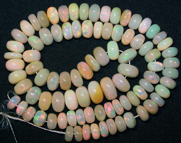 Ultra Rare 163.80 Cts Huge Insane Multi Rainbow Fire Ethiopian Welo Opal Rondelle Beads String 7.5 to 10 MM 17 " Long > For Necklace