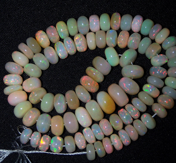 Ultra Rare 163.80 Cts Huge Insane Multi Rainbow Fire Ethiopian Welo Opal Rondelle Beads String 7.5 to 10 MM 17 " Long > For Necklace