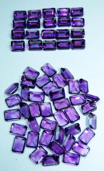 Amazing Hot Purple-Blue Shade of Masterpiece Calibrated 7 x 5 mm Emerald Cut Octagon of African Amethyst, 100 % Natural Loose Gemstone Wholesale Lot/Parcel AAA