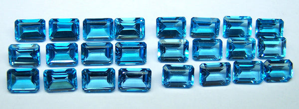 Masterpiece Collection : Amazing Hot Bright Swiss Blue Topaz 7 x 5 mm Emerald Cut Octagon , 100 % Natural Loose Gemstone Wholesale Lot/Parcel AAA