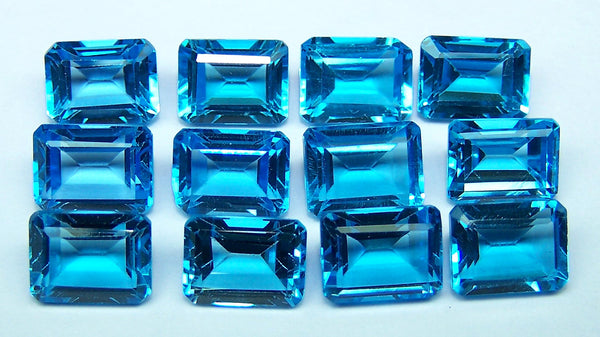 Masterpiece Collection : Amazing Hot Bright Swiss Blue Topaz 7 x 5 mm Emerald Cut Octagon , 100 % Natural Loose Gemstone Wholesale Lot/Parcel AAA