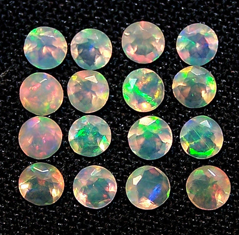 Masterpiece Calibrated 3 mm Faceted Round Cut Insane Rainbow Fire Ethiopian Welo Opal, 100 % Natural Loose Gemstone