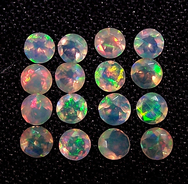 Masterpiece Calibrated 3 mm Faceted Round Cut Insane Rainbow Fire Ethiopian Welo Opal, 100 % Natural Loose Gemstone